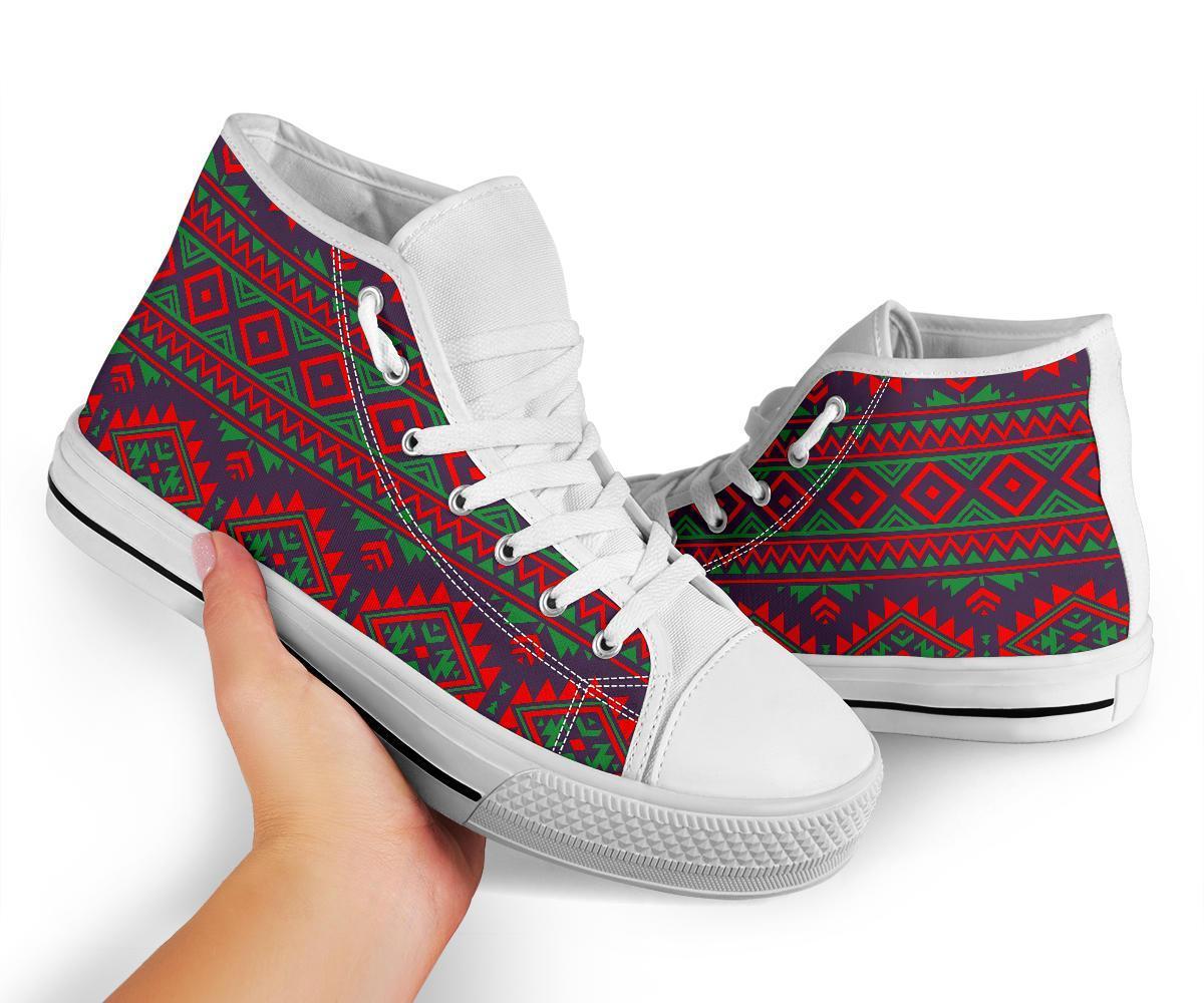 Native American Tribal Navajo Indians Aztec Print Men Women's High Top Shoes-grizzshop