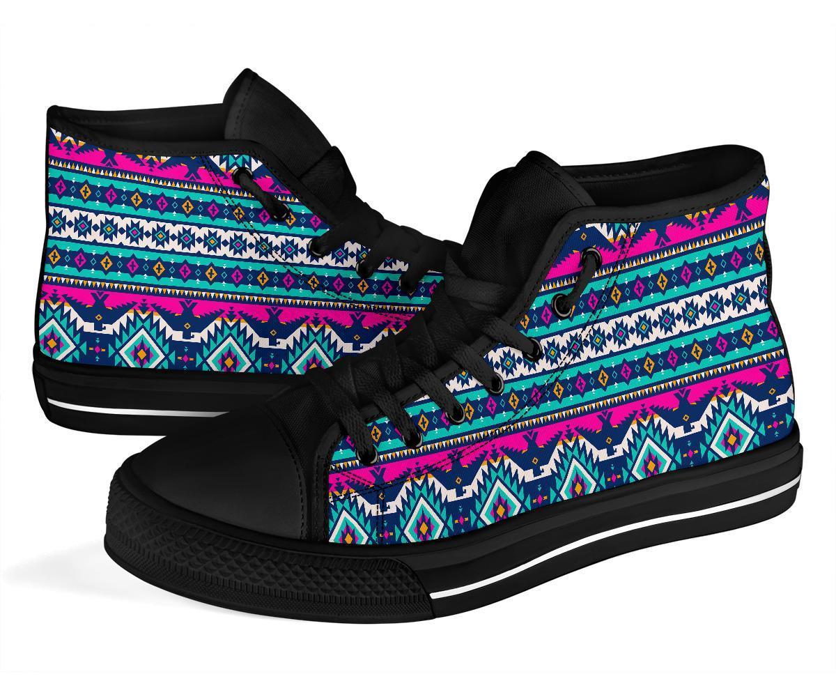 Native American Tribal Navajo Indians Aztec Print Men Women's High Top Shoes-grizzshop