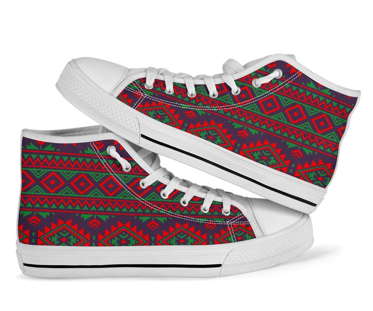 Native American Tribal Navajo Indians Aztec Print Men Women's High Top Shoes-grizzshop