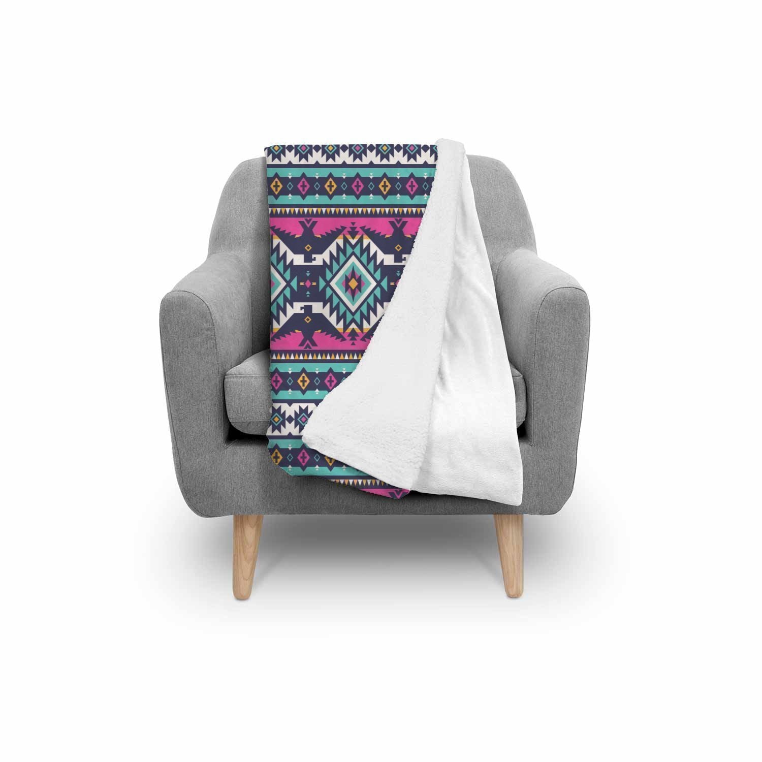 Native American Tribal Navajo Indians Aztec Print Throw Blanket-grizzshop