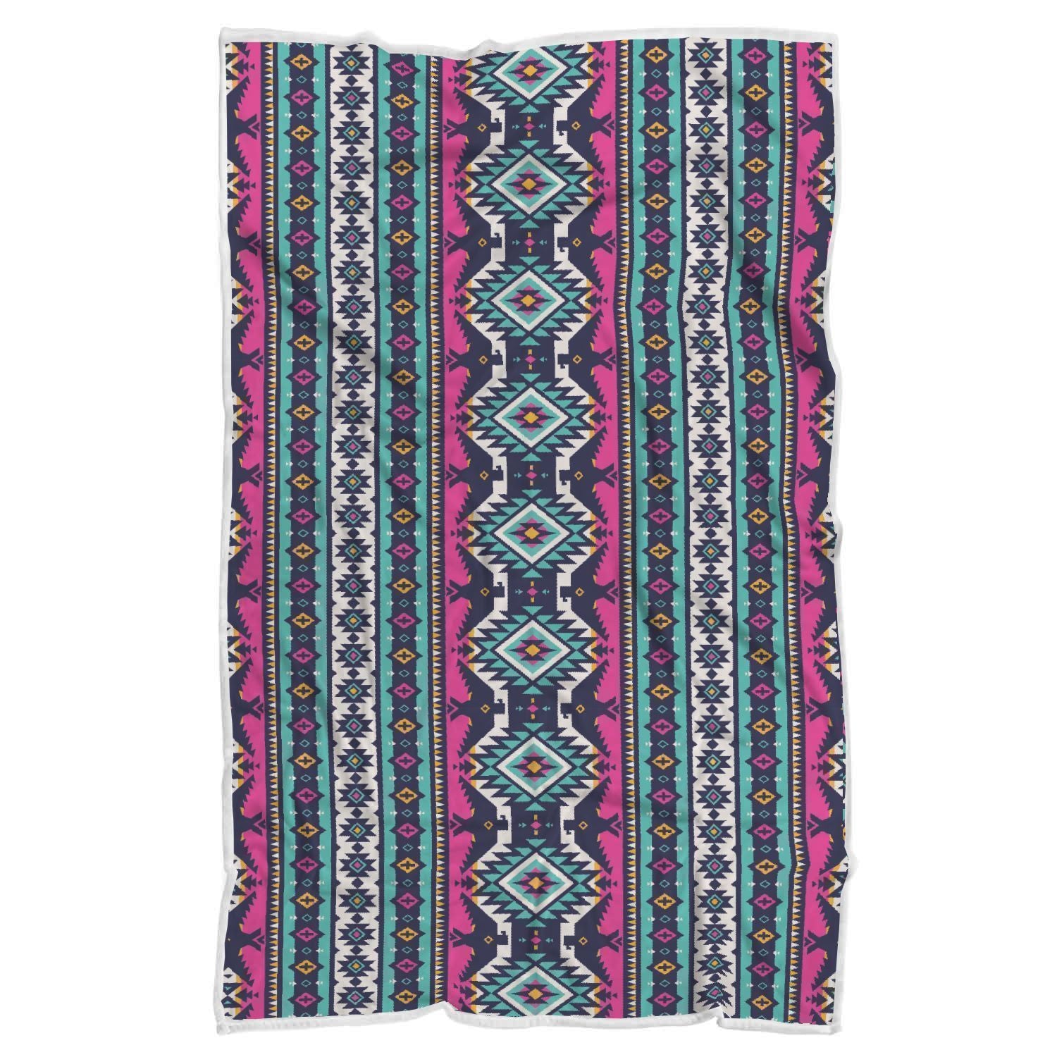 Native American Tribal Navajo Indians Aztec Print Throw Blanket-grizzshop