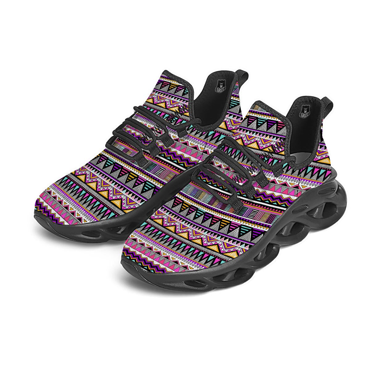 Native Aztec Black Running Shoes-grizzshop