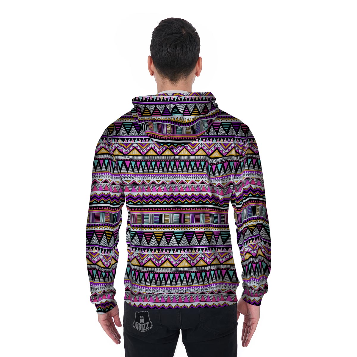 Native Aztec Men's Zip Up Hoodie-grizzshop