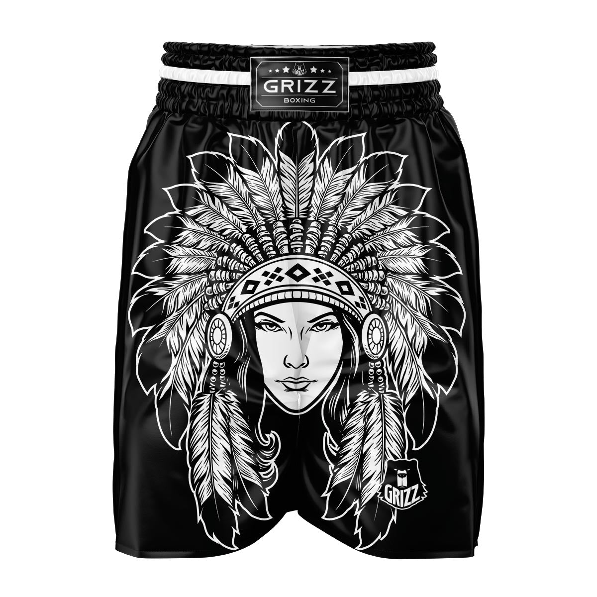 Woman Portrait Native Indian Print Muay Thai Boxing Shorts main image 1