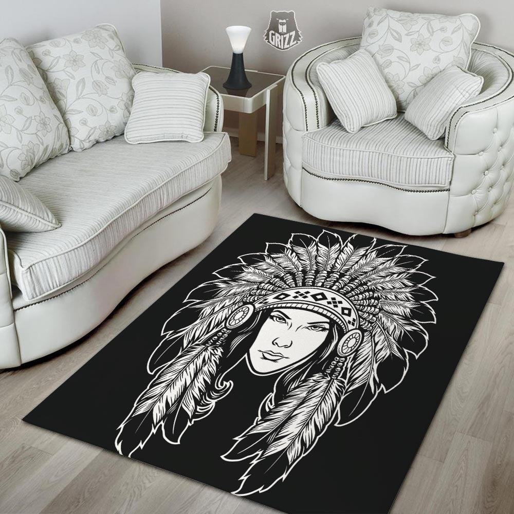 Native Indian Girl Tribal Print Floor Mat-grizzshop