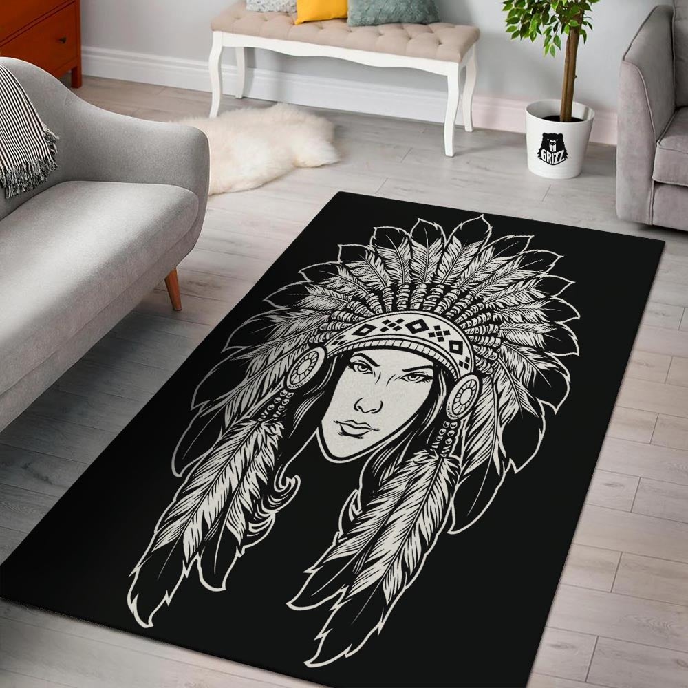 Native Indian Girl Tribal Print Floor Mat-grizzshop