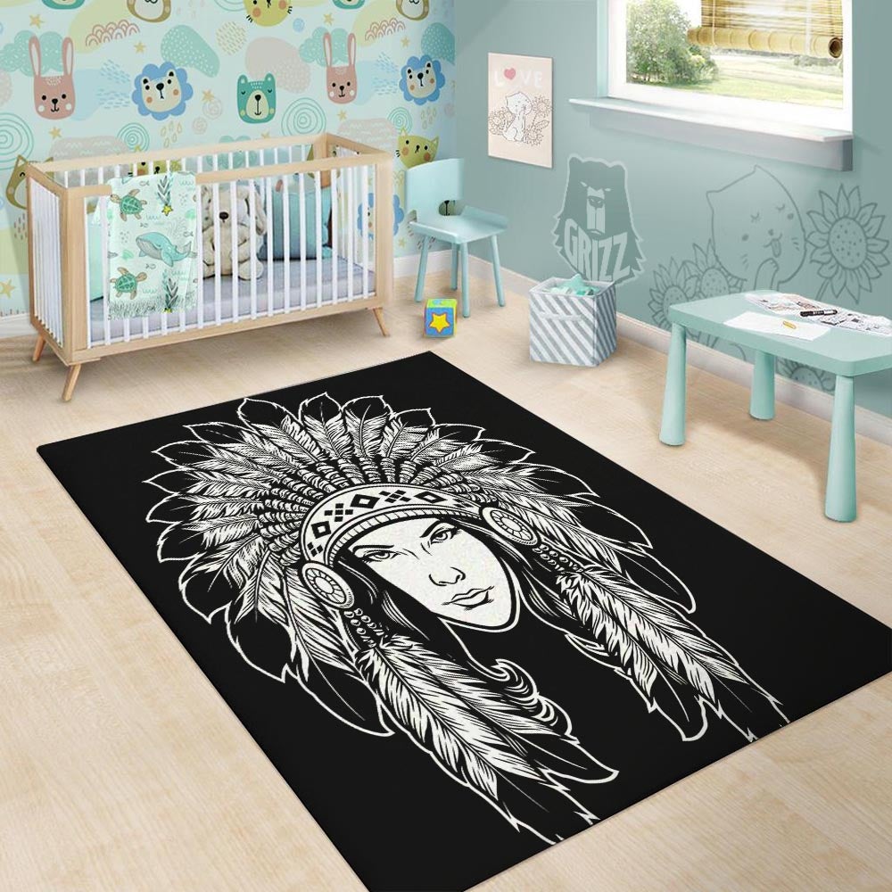 Native Indian Girl Tribal Print Floor Mat-grizzshop