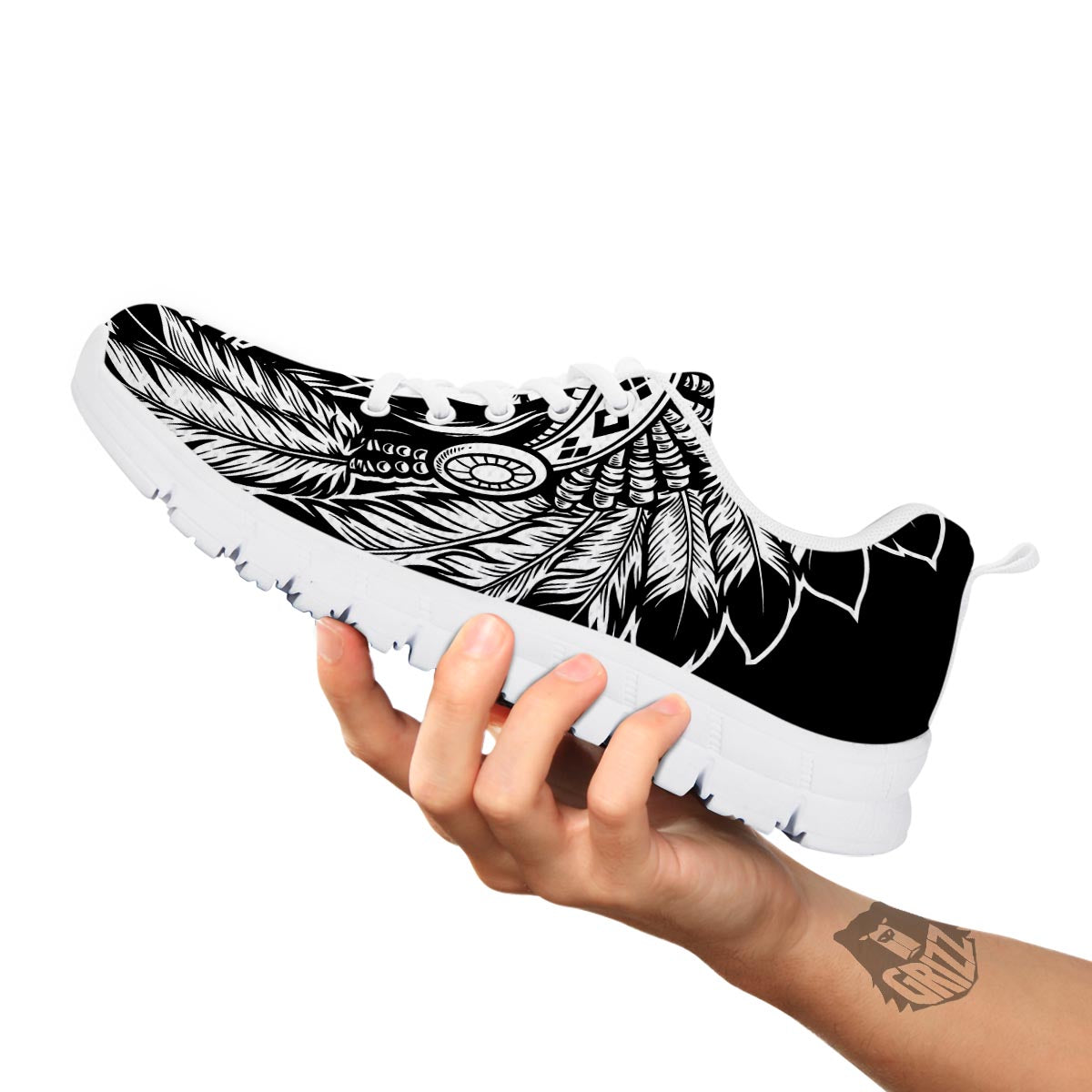 Native Indian Girl Tribal Print White Sneaker-grizzshop