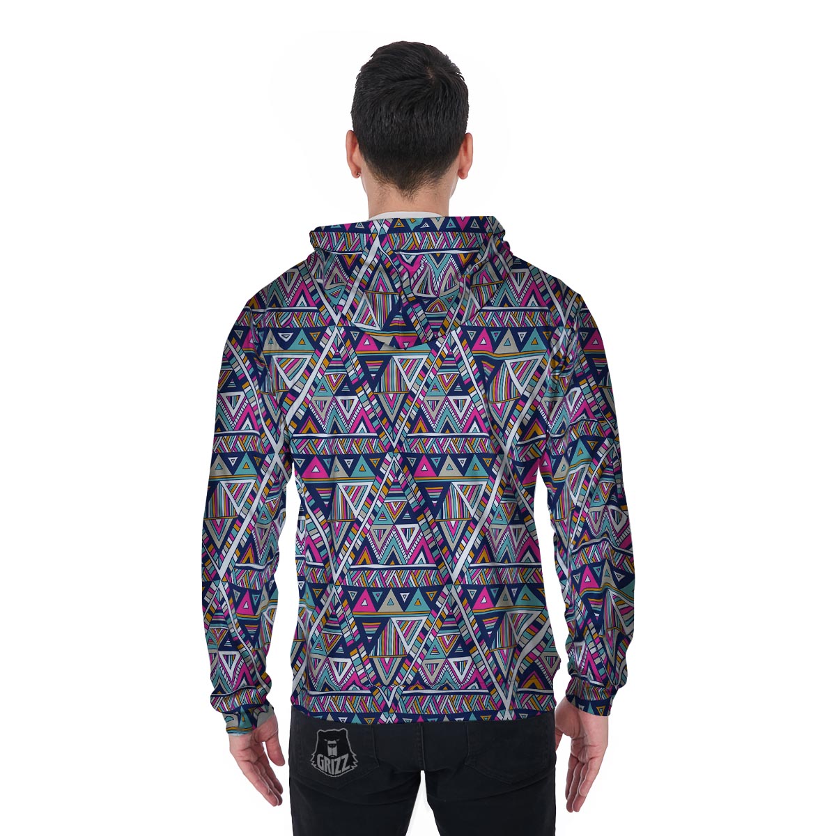 Native Navajo American Indians Aztec Tribal Print Men Zip Up Hoodie-grizzshop