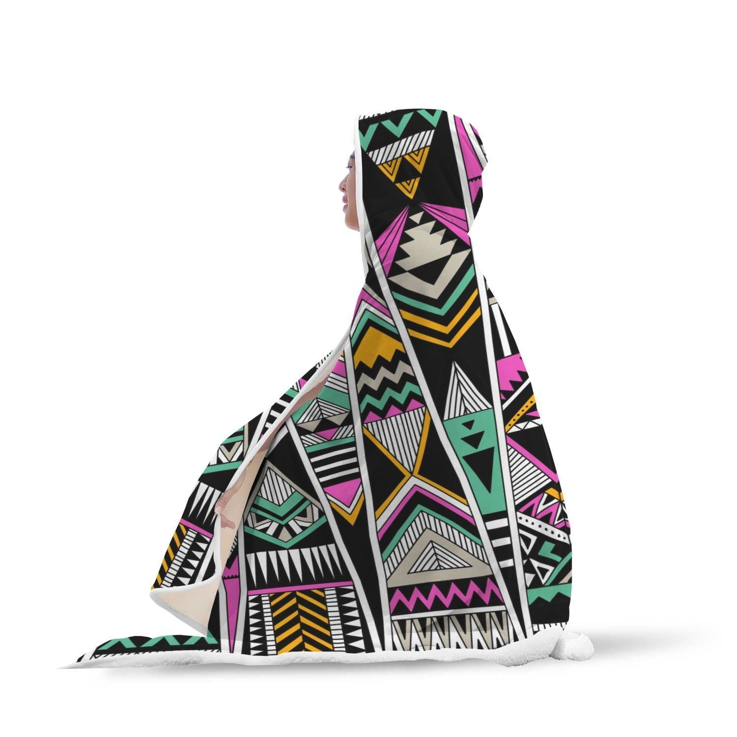 Native American Aztec Tribal Navajo Indians Print Hooded Blanket-grizzshop