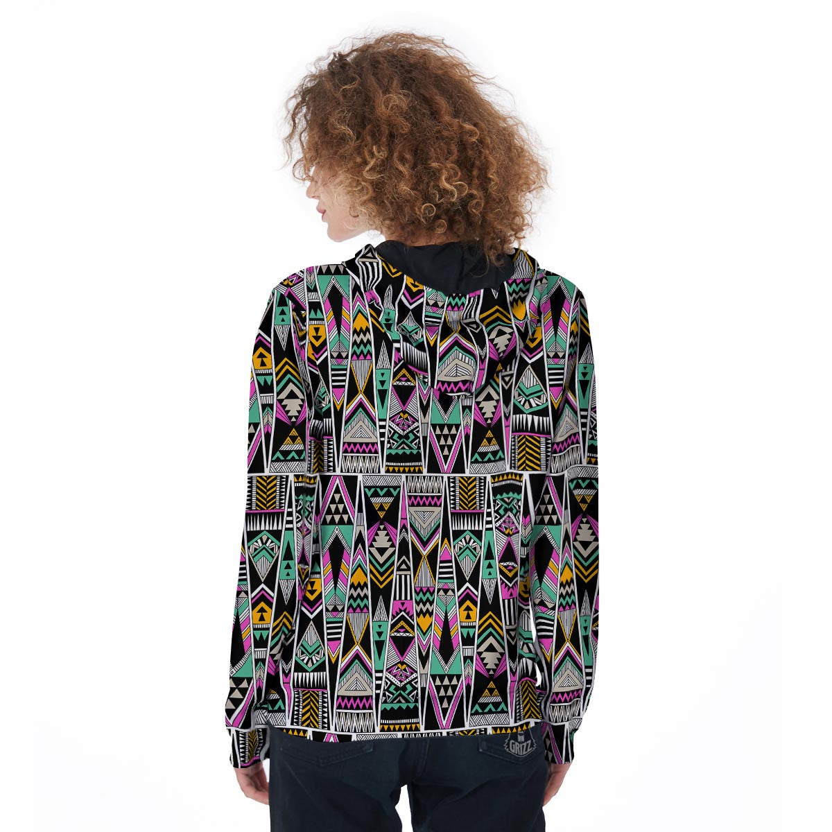 Native American Aztec Tribal Navajo Indians Print Women Zip Up Hoodies-grizzshop