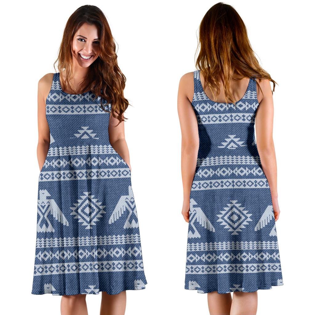 Native American Eagle Pattern Print Dress-grizzshop