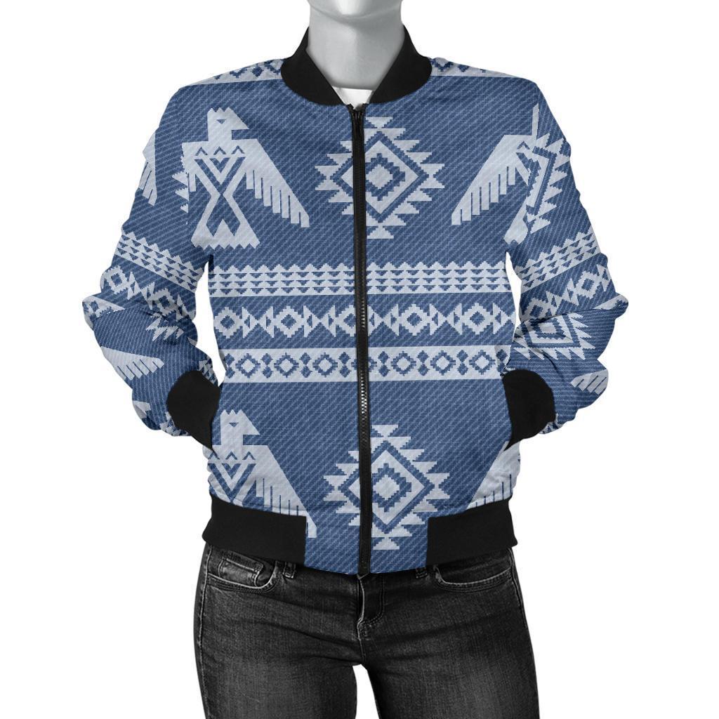 Native American Eagle Pattern Print Women Casual Bomber Jacket-grizzshop