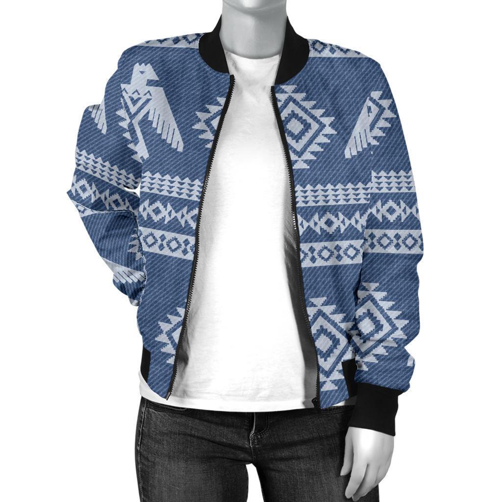 Native American Eagle Pattern Print Women Casual Bomber Jacket-grizzshop