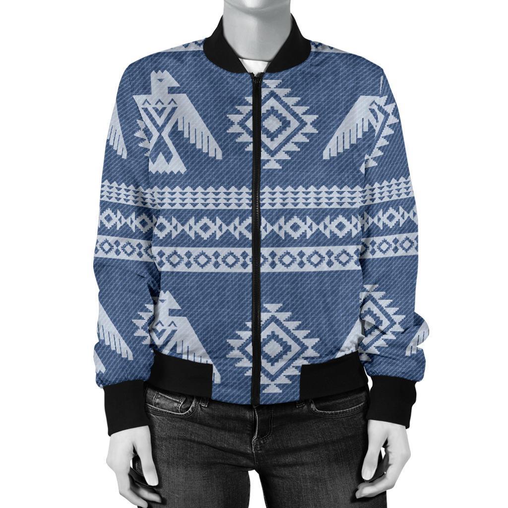 Native American Eagle Pattern Print Women Casual Bomber Jacket-grizzshop