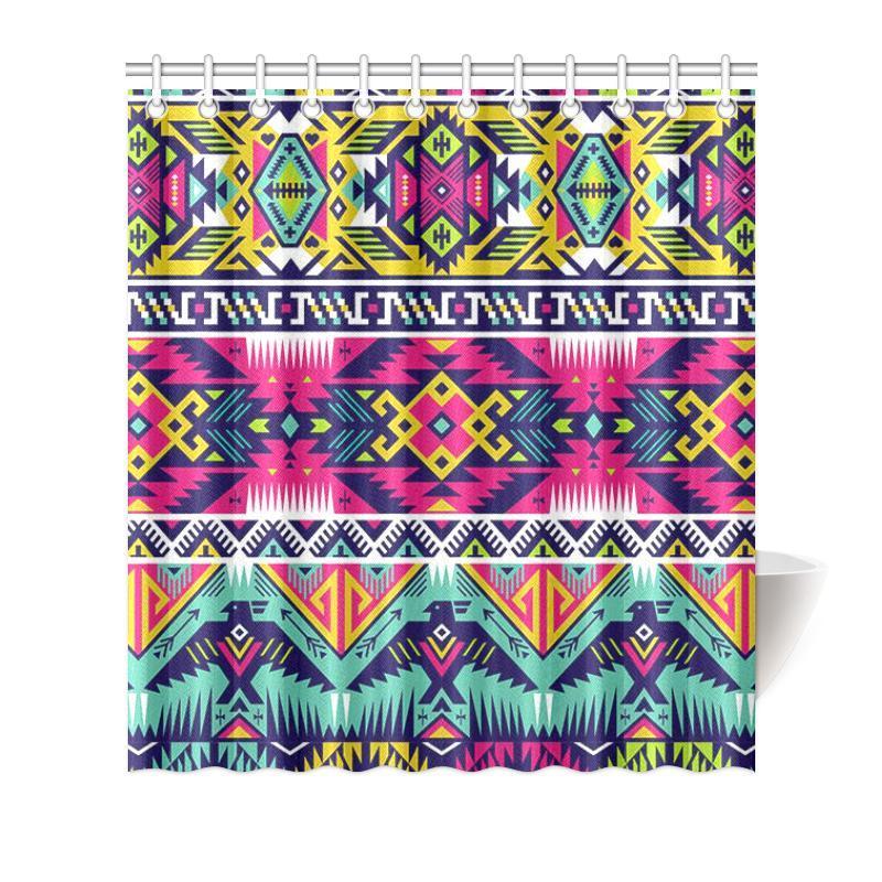Native American Indians Aztec Tribal Navajo Print Bathroom Shower Curtain-grizzshop