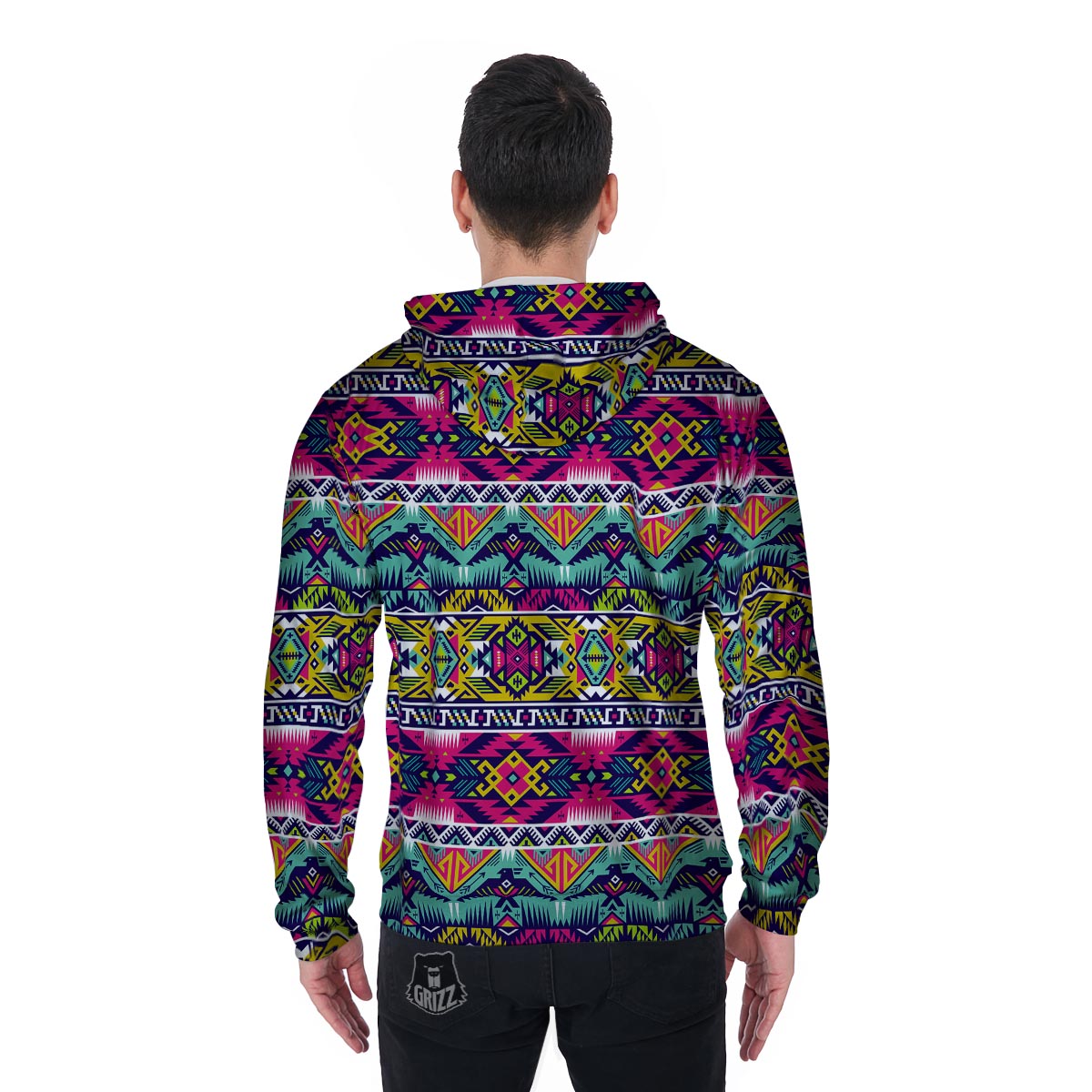Native American Indians Aztec Tribal Navajo Print Men Zip Up Hoodie-grizzshop