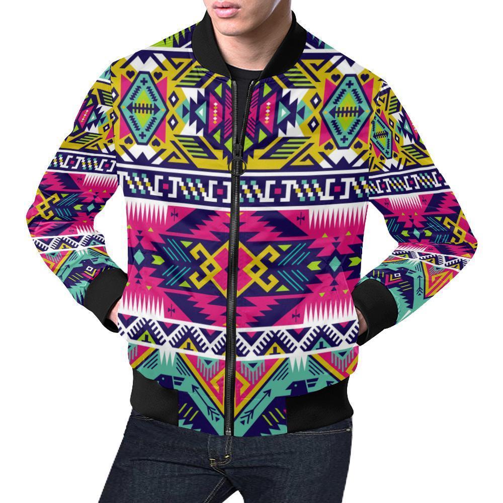 Native American Indians Aztec Tribal Navajo Print Men's Bomber Jacket-grizzshop