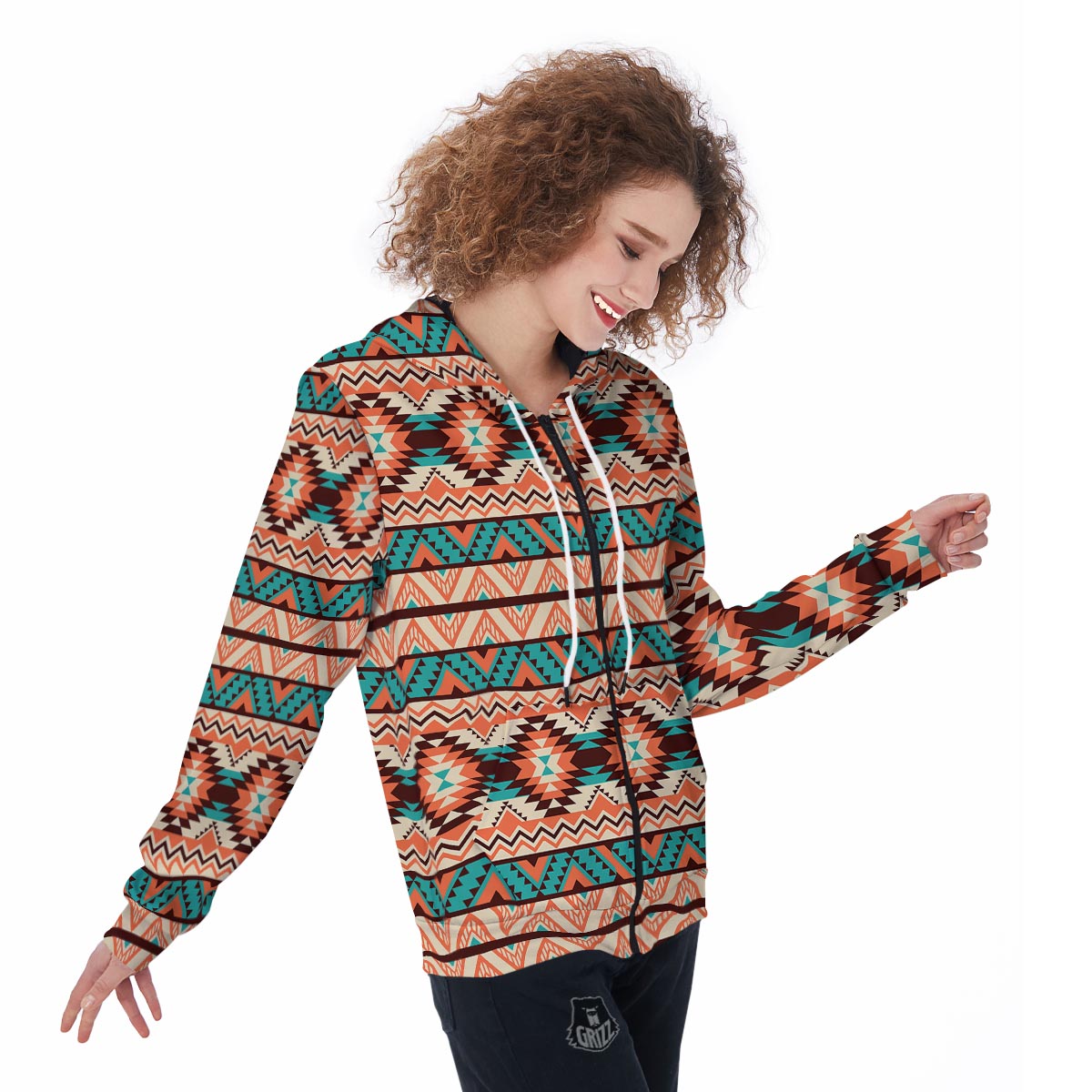 Native American Navajo Indians Aztec Tribal Print Women Zip Up Hoodies-grizzshop