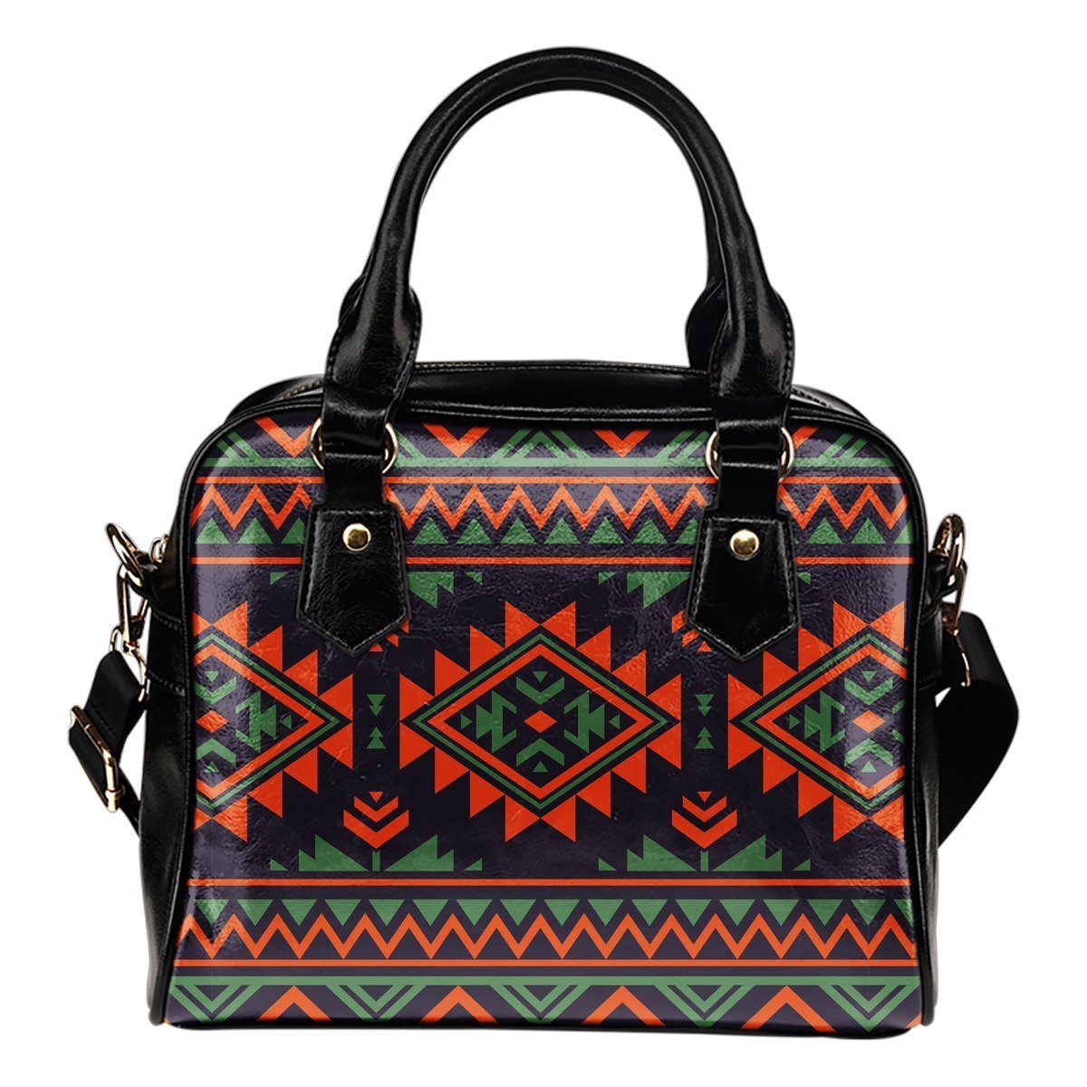Native American Tribal Navajo Indians Aztec Print Leather Shoulder Handbag-grizzshop
