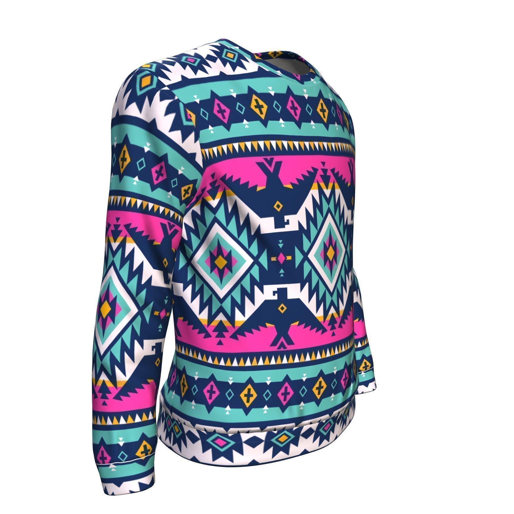 Native American Tribal Navajo Indians Aztec Print Men Crew Neck Sweatshirt-grizzshop