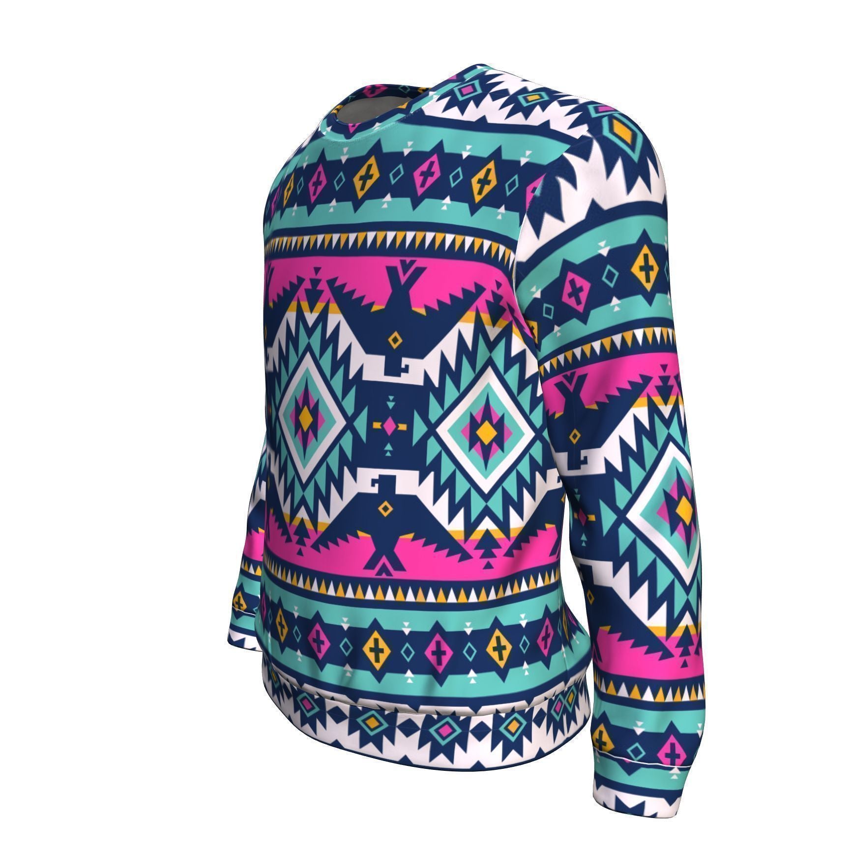 Native American Tribal Navajo Indians Aztec Print Men Crew Neck Sweatshirt-grizzshop