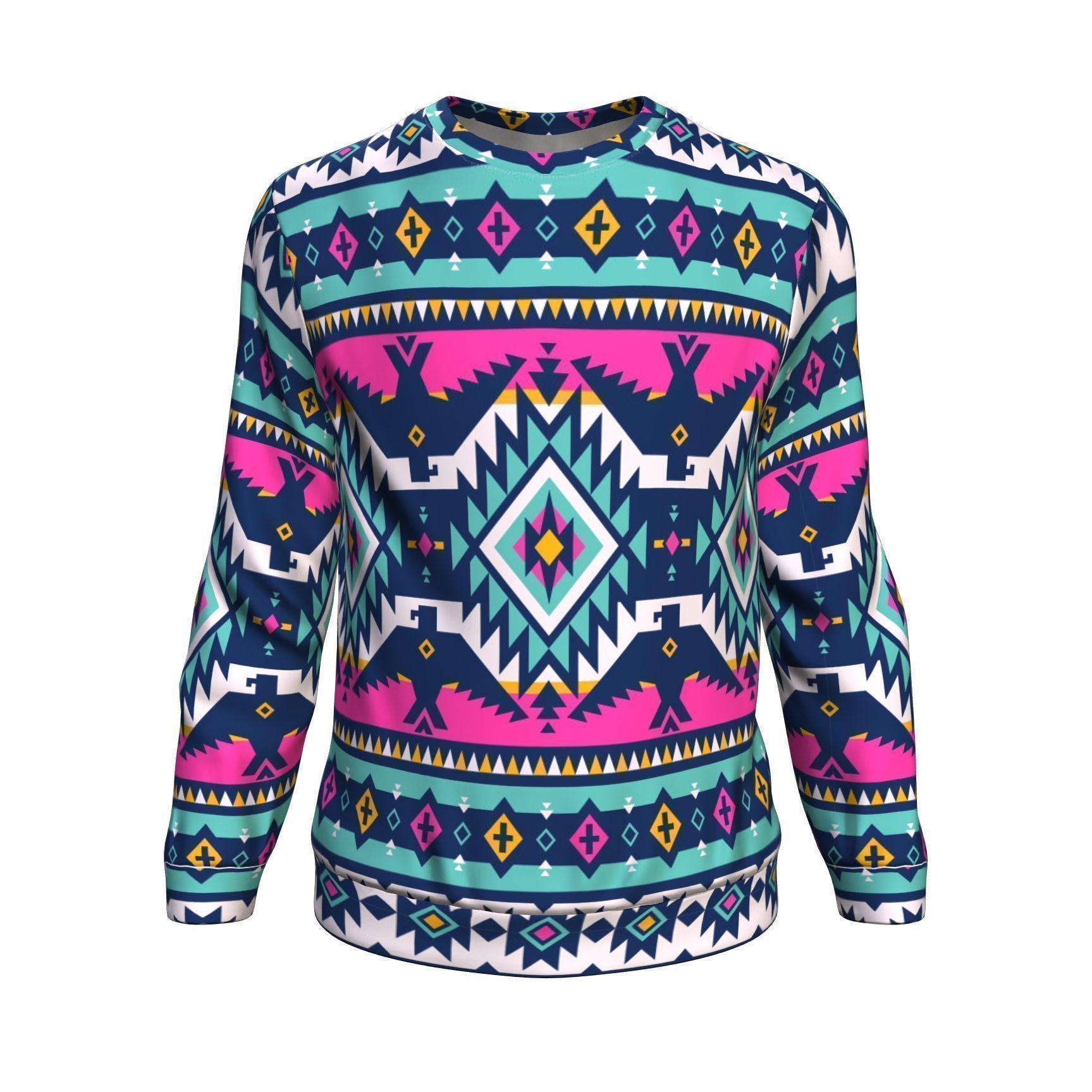 Native American Tribal Navajo Indians Aztec Print Men Crew Neck Sweatshirt-grizzshop