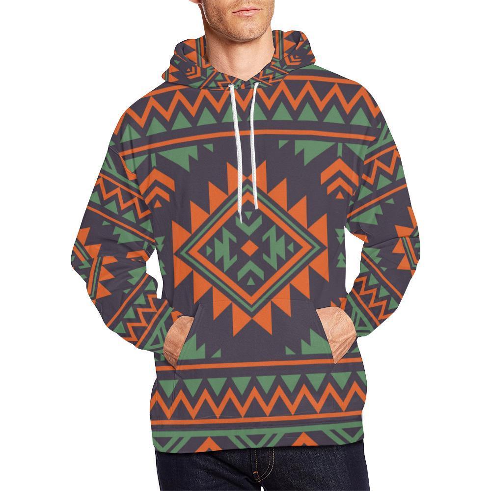 Native American Tribal Navajo Indians Aztec Print Men Pullover Hoodie-grizzshop