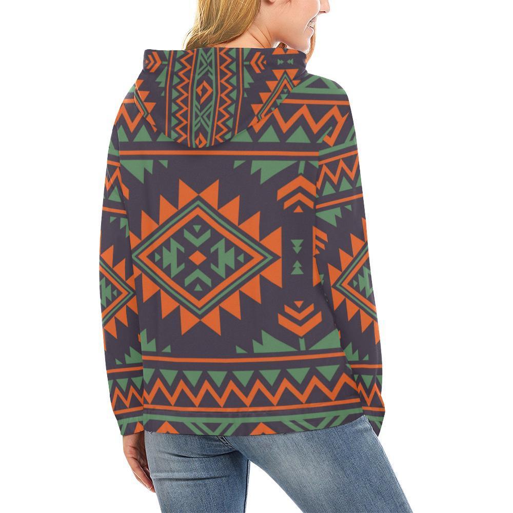 Native American Tribal Navajo Indians Aztec Print Women Pullover Hoodies -grizzshop