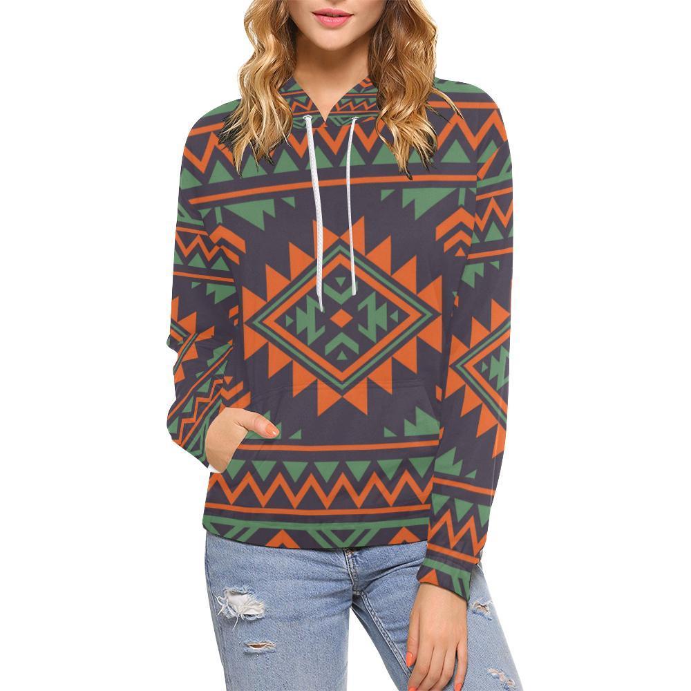 Native American Tribal Navajo Indians Aztec Print Women Pullover Hoodies -grizzshop
