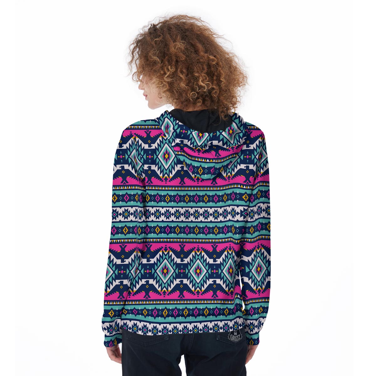 Native American Tribal Navajo Indians Aztec Print Women Zip Up Hoodies-grizzshop