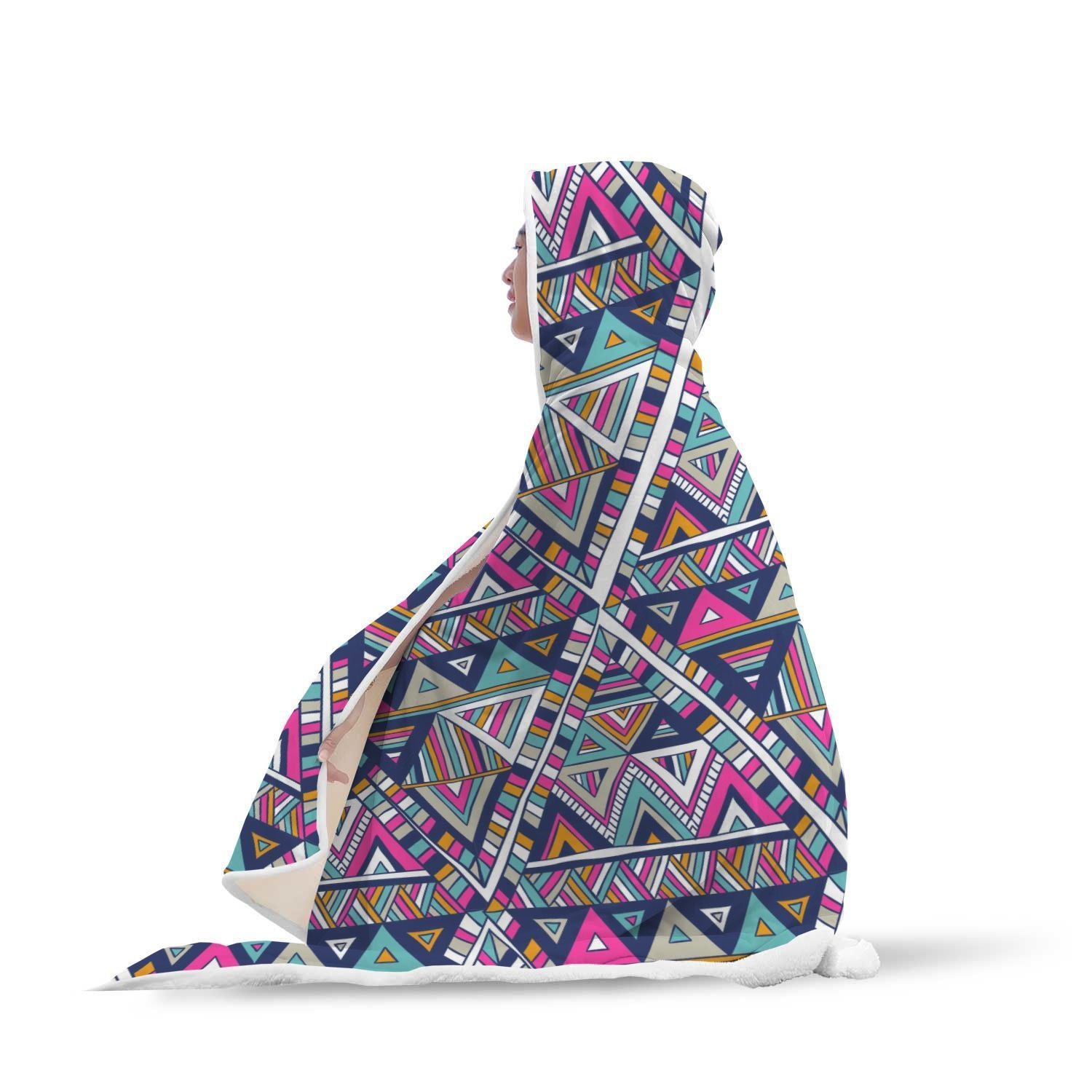 Native Navajo American Indians Aztec Tribal Print Hooded Blanket-grizzshop