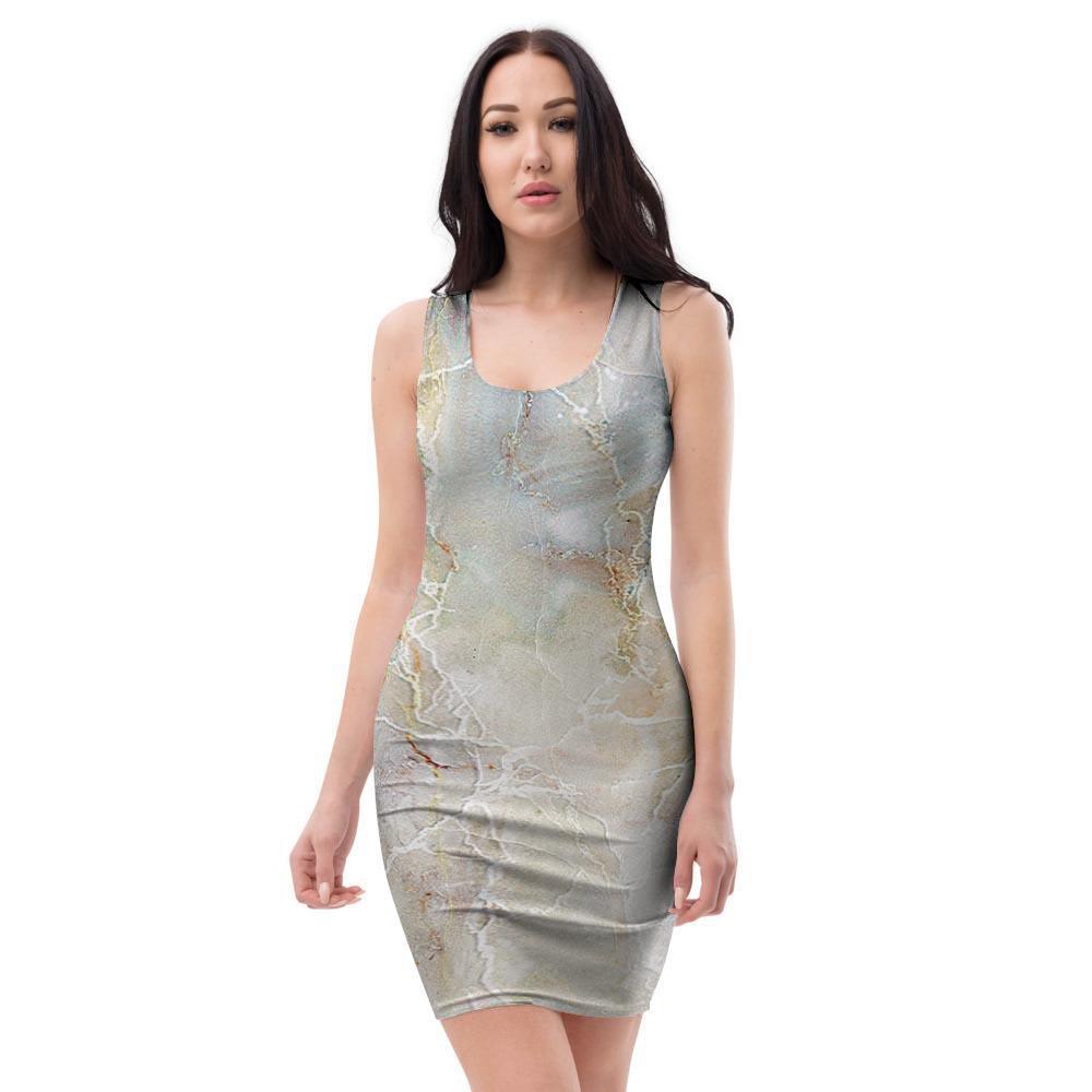 Natural Brown Marble Bodycon Dress-grizzshop