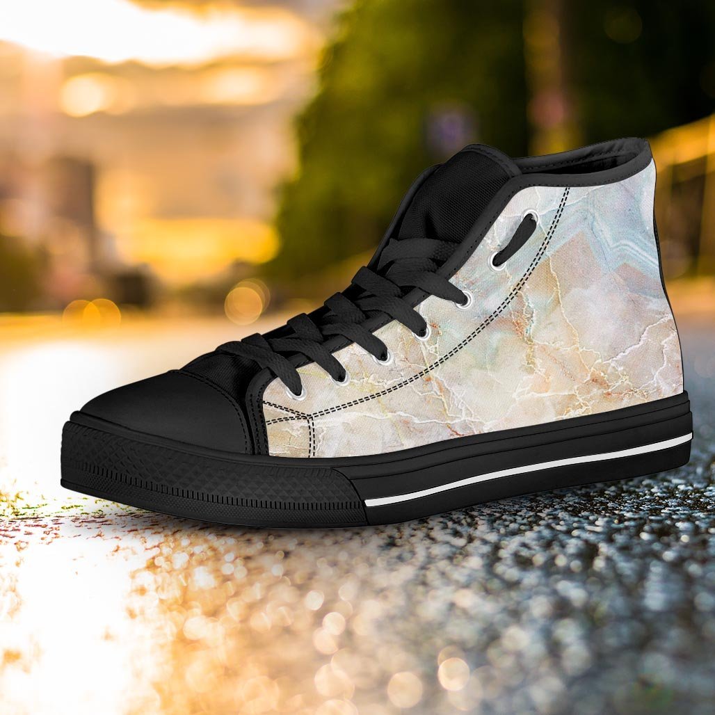 Natural Brown Marble Women's High Top Shoes-grizzshop