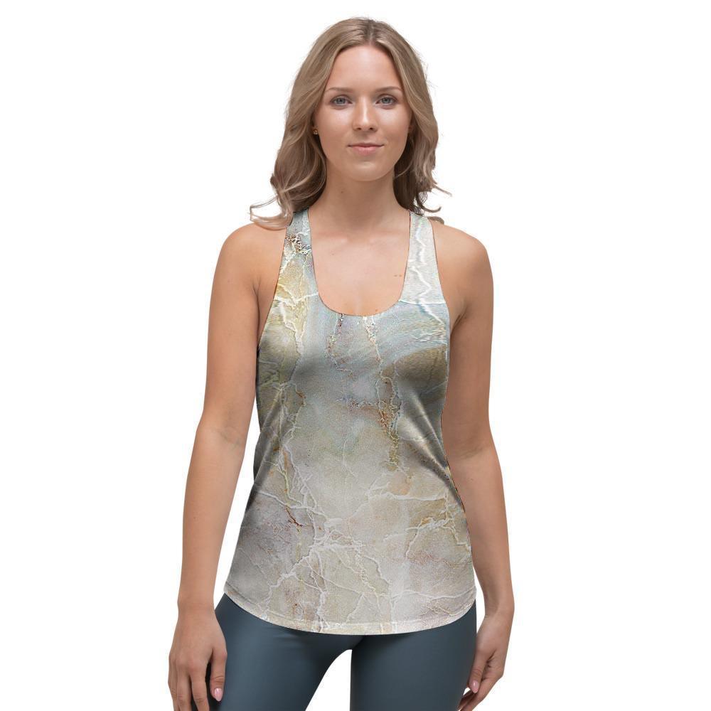 Natural Brown Marble Women's Racerback Tank Top-grizzshop