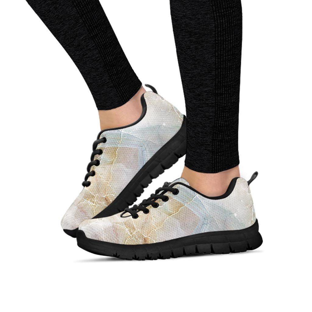 Black Cracked Marble Women's Sneakers