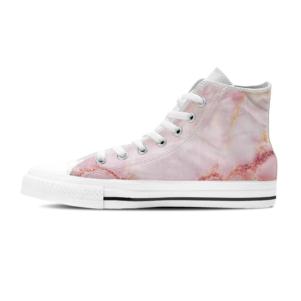 Natural Pink Marble Women's High Top Shoes-grizzshop