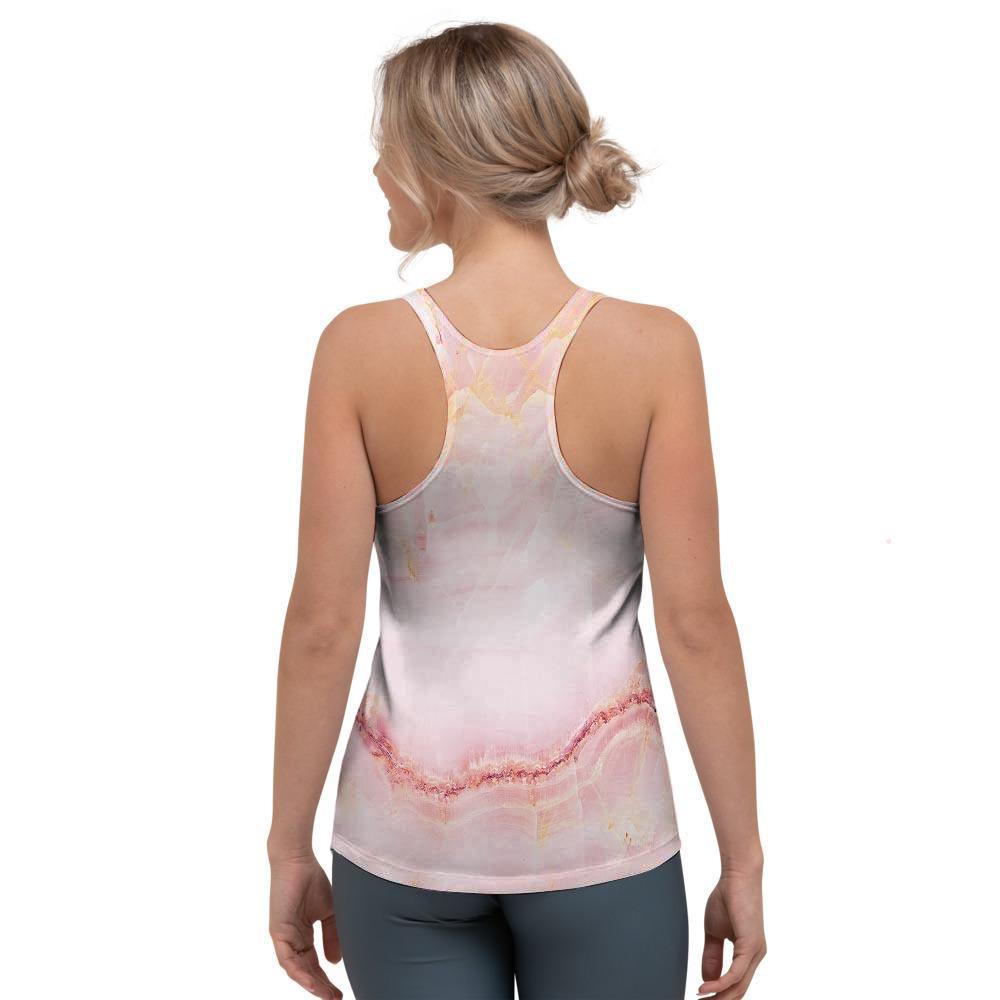 Natural Pink Marble Women's Racerback Tank Top-grizzshop