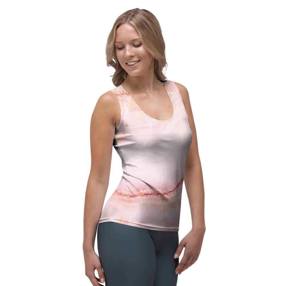 Natural Pink Marble Women's Tank Top-grizzshop