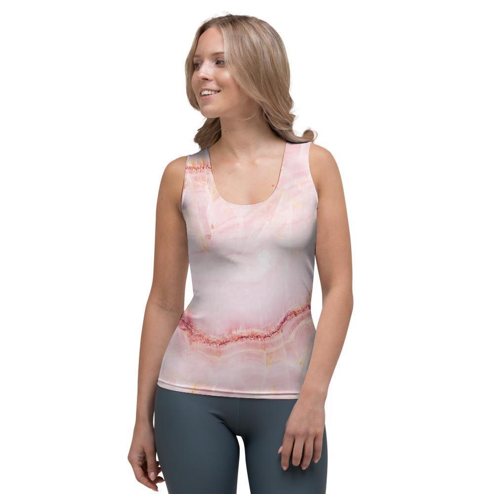 Natural Pink Marble Women's Tank Top-grizzshop