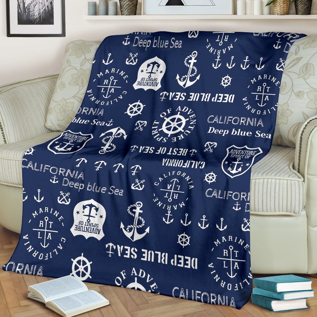 Nautical Anchor Print Pattern Blanket-grizzshop
