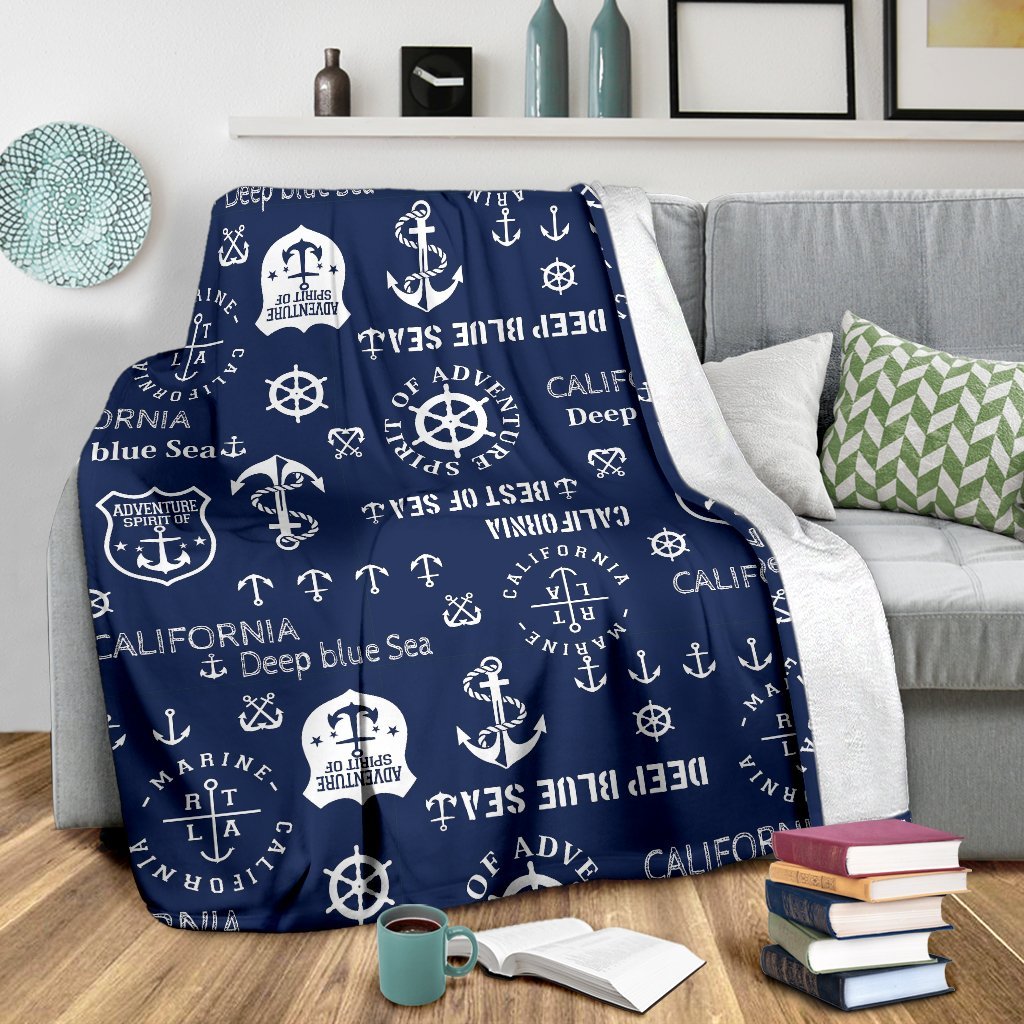 Nautical Anchor Print Pattern Blanket-grizzshop