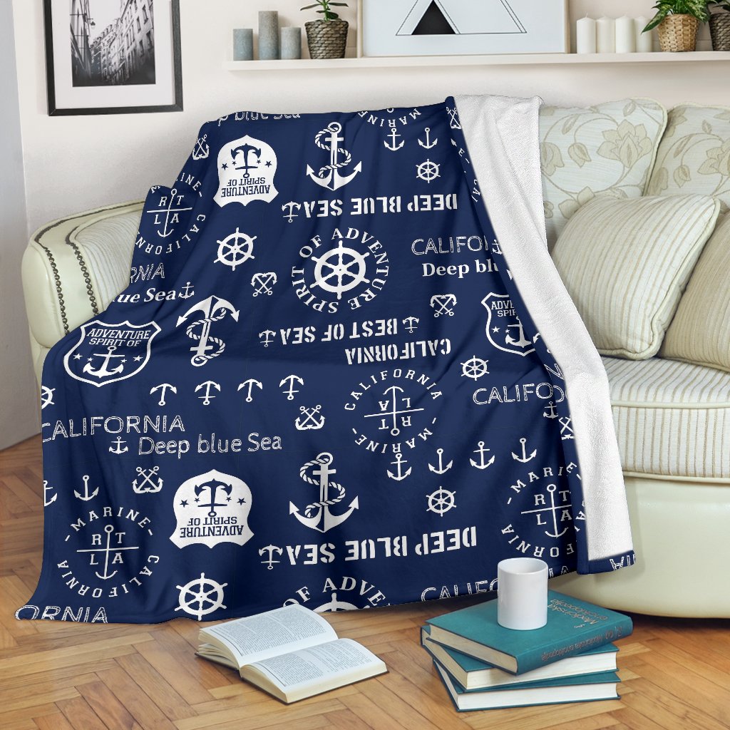Nautical Anchor Print Pattern Blanket-grizzshop