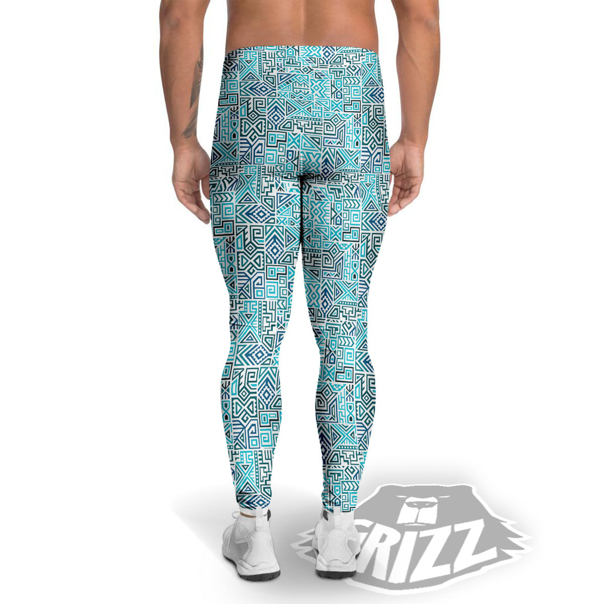 Navajo Ancient Geometric Print Men's Leggings-grizzshop
