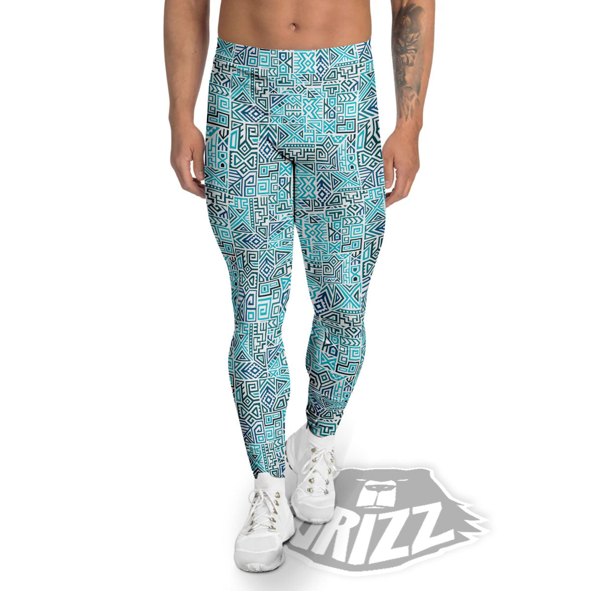 Navajo Ancient Geometric Print Men's Leggings-grizzshop