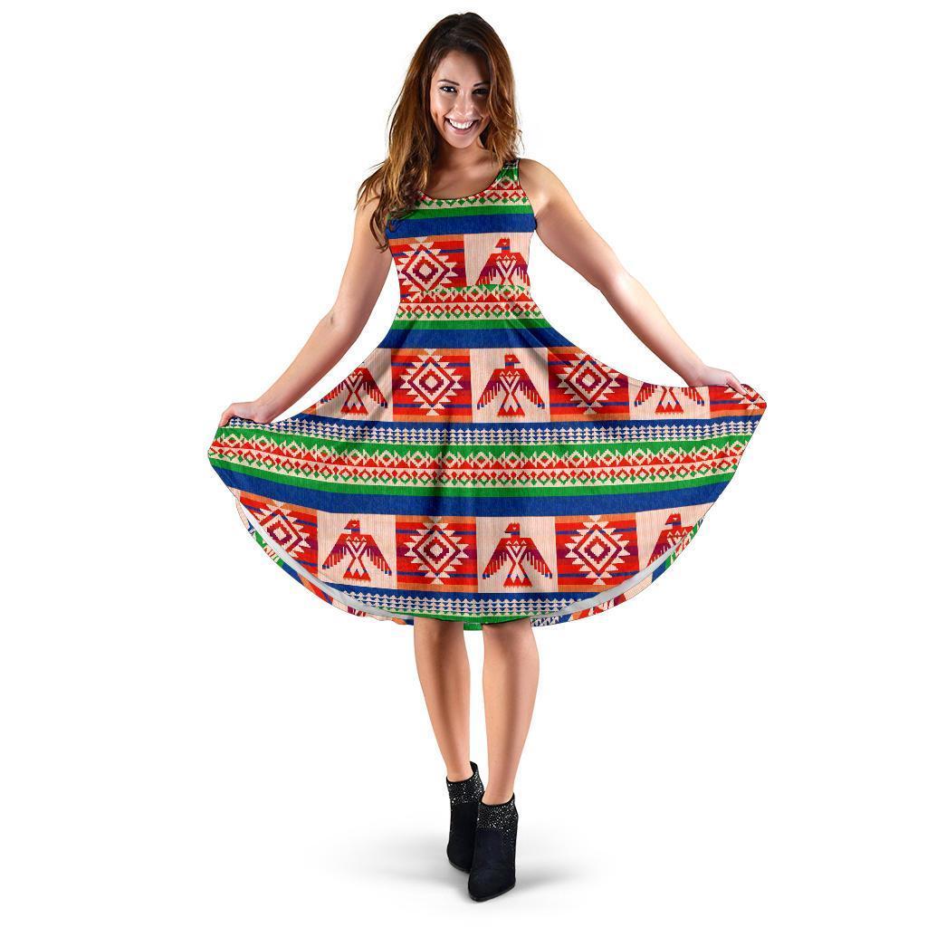 Navajo Aztec Tribal Native Indians American Print Dress-grizzshop