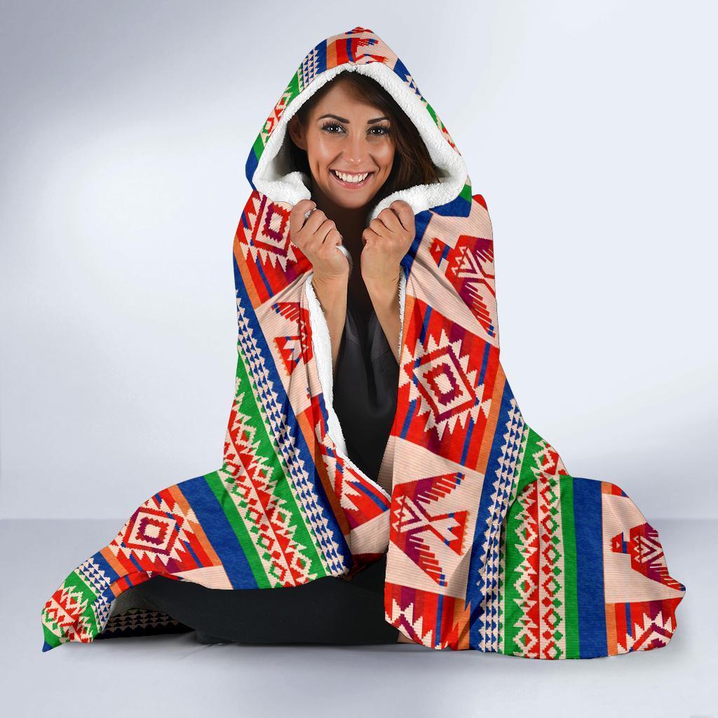 Navajo Aztec Tribal Native Indians American Print Hooded Blanket-grizzshop