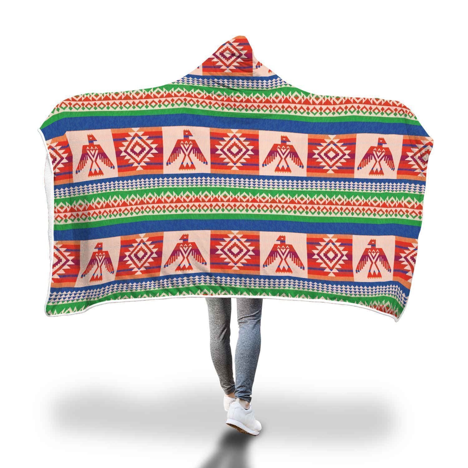 Navajo Aztec Tribal Native Indians American Print Hooded Blanket-grizzshop