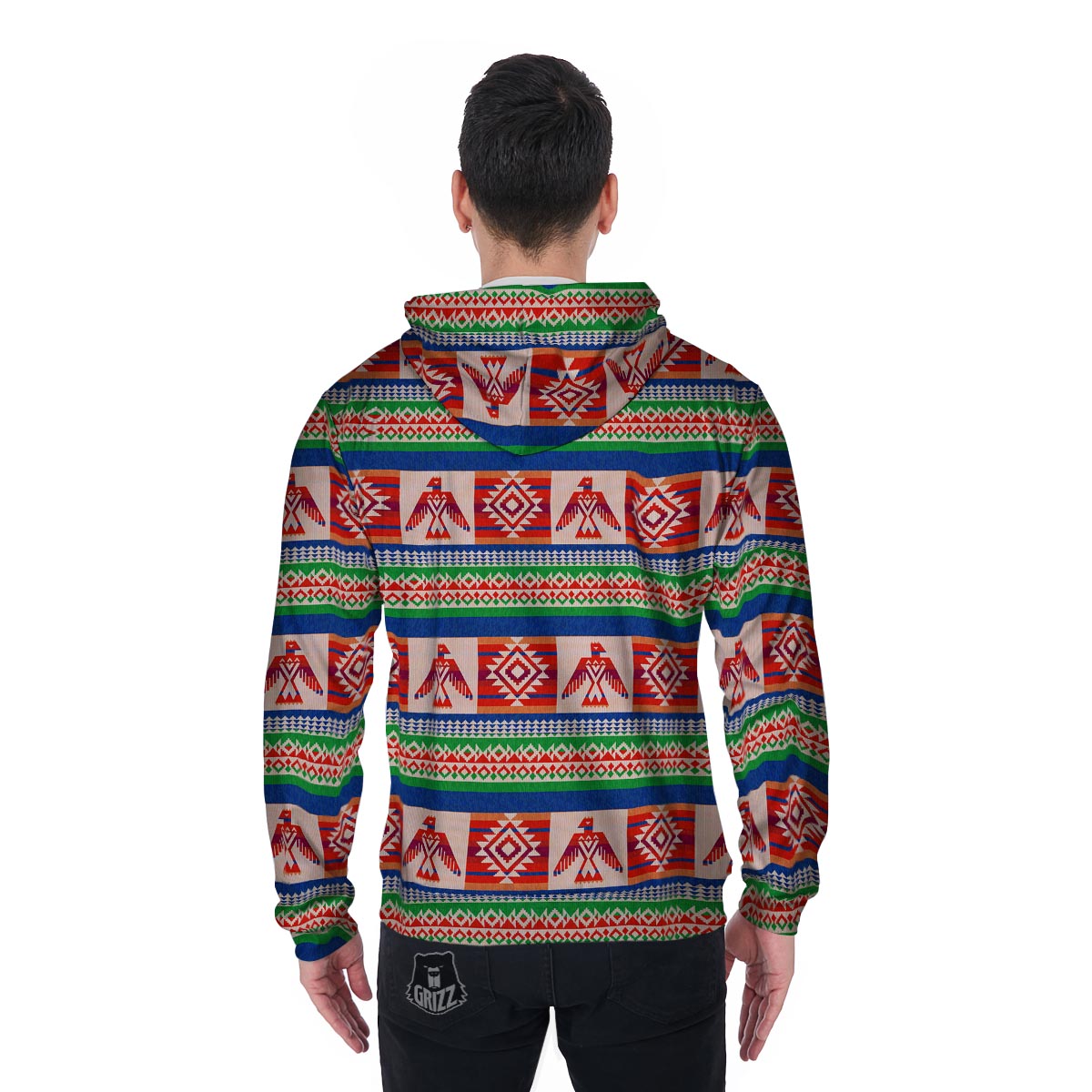 Navajo Aztec Tribal Native Indians American Print Men Zip Up Hoodie-grizzshop