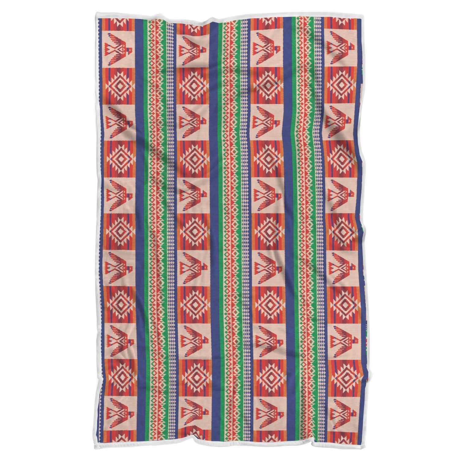 Tribal Native Indians American Aztec Navajo Print Blanket